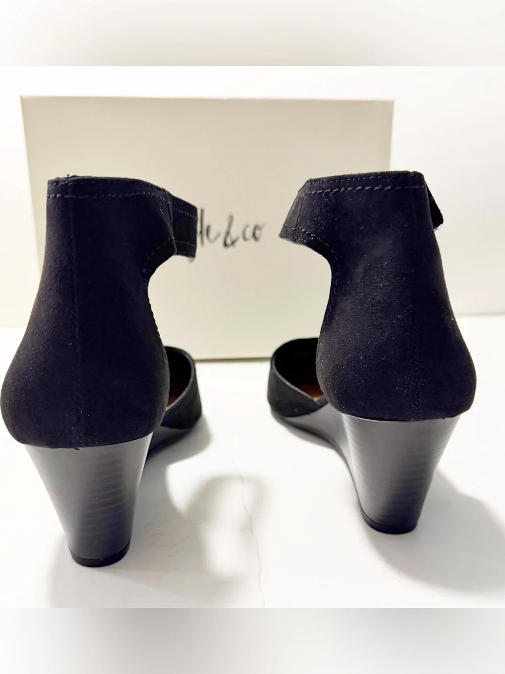 NIB Style & Co. YARAHF Two-Piece Wedge Pump Black Sandals